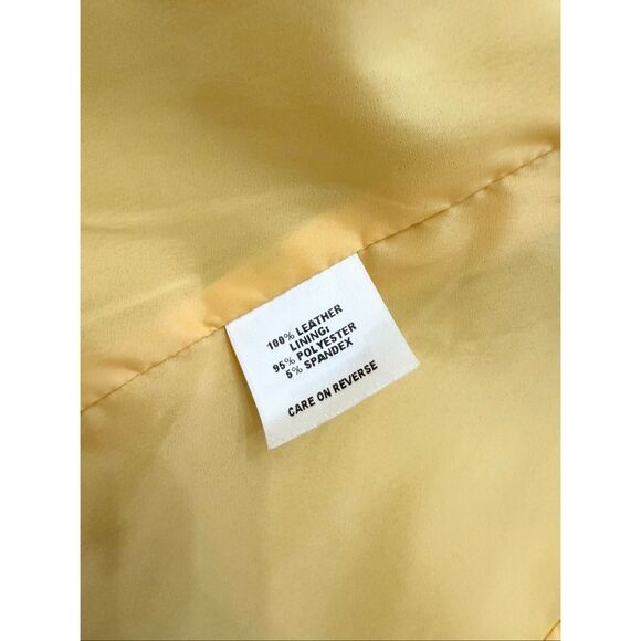 St. John Sport Marie Yellow Gold Mock Neck Full Zip Leather Jacket Size Medium - Picture 10 of 13